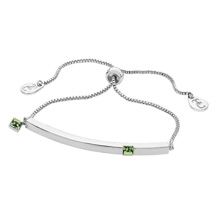 Jewellery Tipperary Crystal | August - Silver Bar Birthstone Bracelet - Peridot Crystal