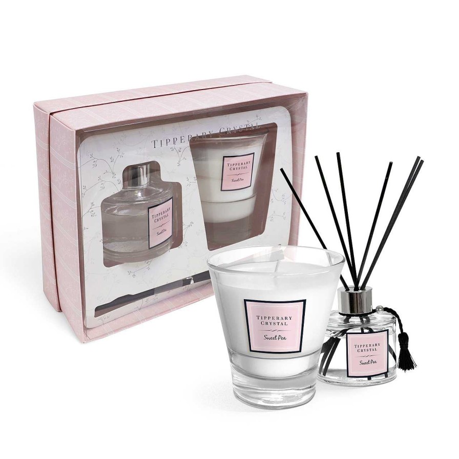 Homeware Tipperary Crystal Diffusers | Sweet Pea Candle & Diffuser Folded Card Gift Set