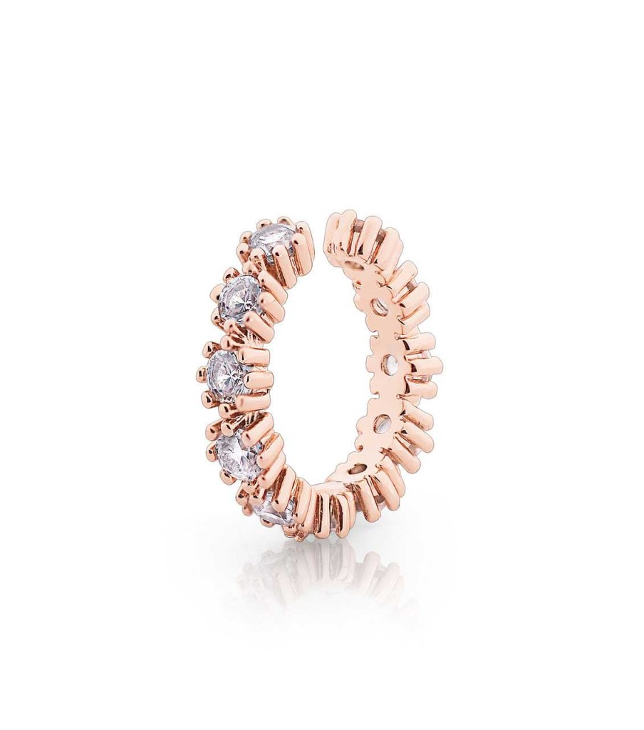 Jewellery Romi Dublin | Romi Rose Gold Daisy & Zig Zag Cuff Earring Set