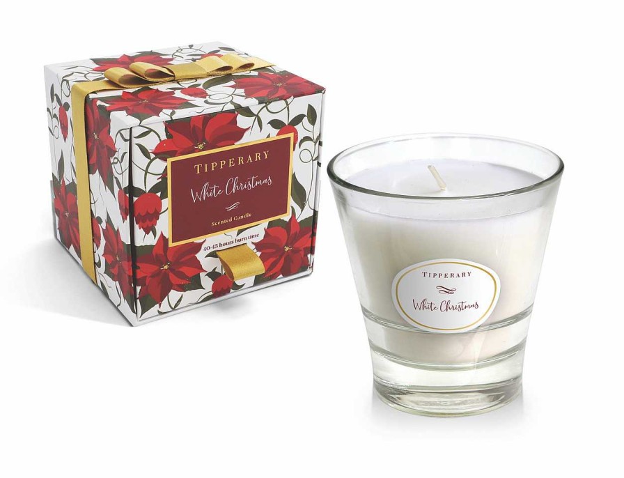 Homeware Tipperary Crystal Candles | Poinsettia Tumbler Candle - White Christmas