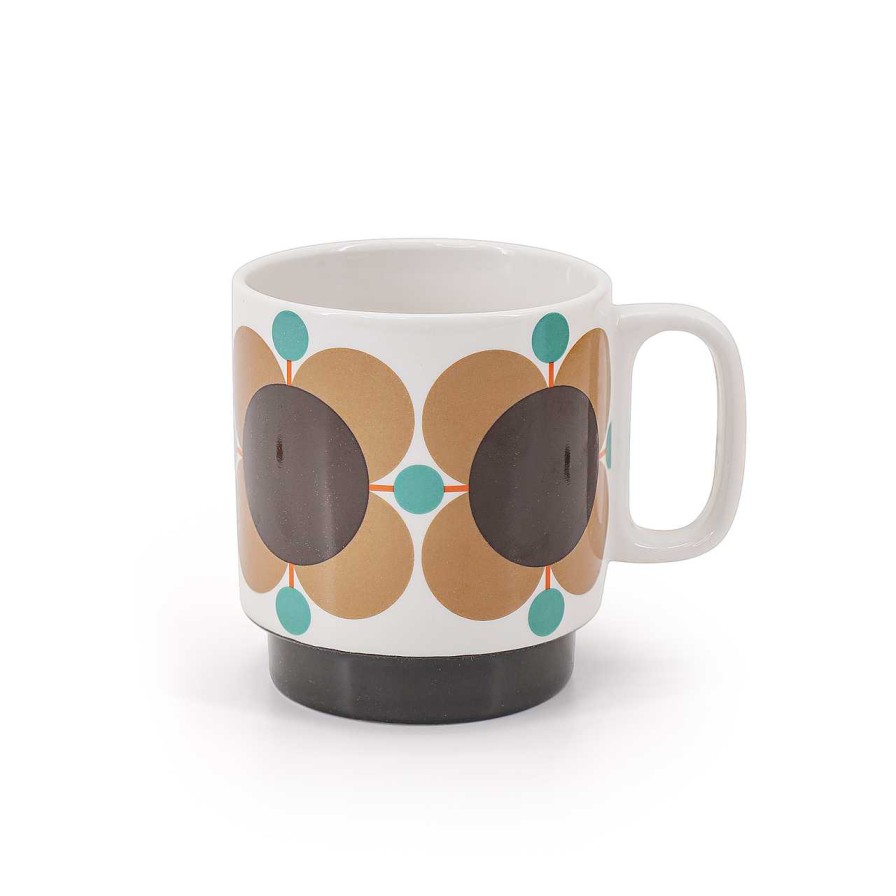 Homeware Orla Kiely Mugs | Orla Kiely Set 2 Mugs - Atomic Flower Jewel/ Latte