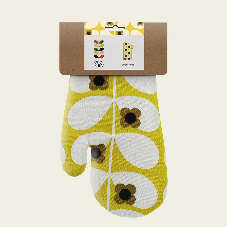 Homeware Orla Kiely Tea Towels | Orla Kiely Oven Mitt - Wild Rose Stem (Ochre)