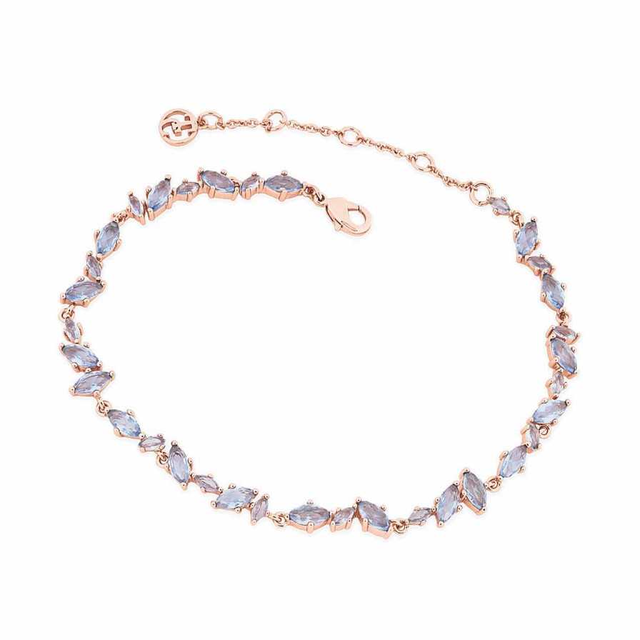 Jewellery Tipperary Crystal | Maureen O'Hara Marquise Blue Rose Gold Bracelet