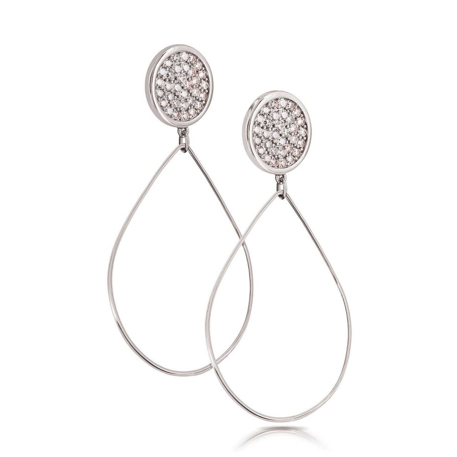 Jewellery Romi Dublin | Romi Silver Pave Disc Drop Earrings