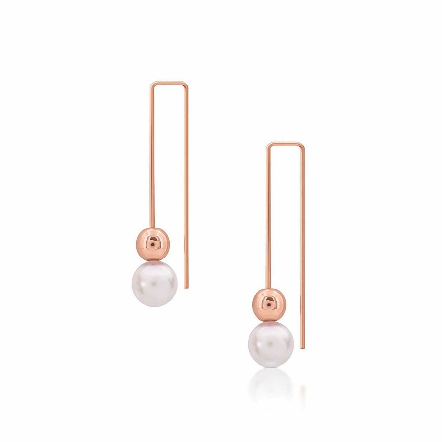 Jewellery Romi Dublin | Romi Rose Gold Pearl & Bead Earrings