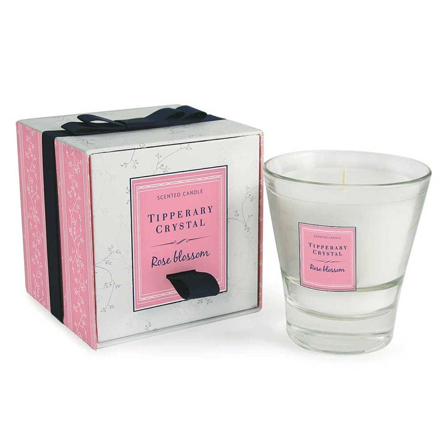 Homeware Tipperary Crystal Candles | Rose Blossom Filled Tumbler Glass