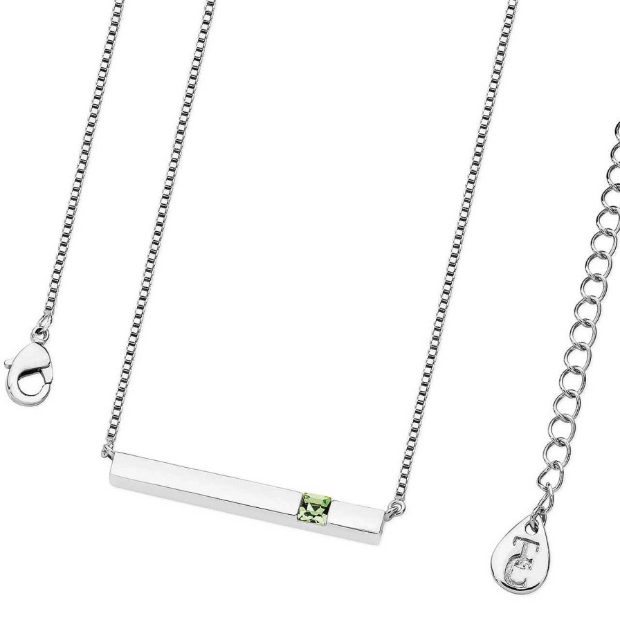 Jewellery Tipperary Crystal | August - Silver Bar Birthstone Pendant - Peridot Crystal