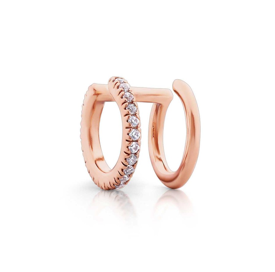 Jewellery Romi Dublin | Romi Rose Gold Bezel Set And Double Cuff Earring Set