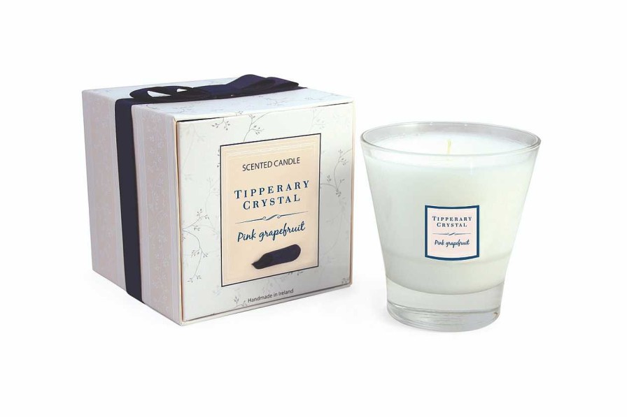 Homeware Tipperary Crystal Candles | Pink Grapefruit Candle Filled Tumbler Glass