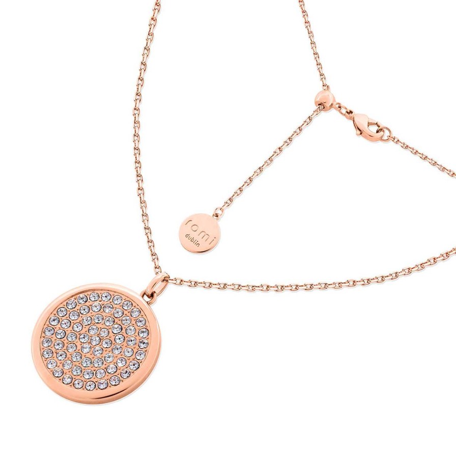 Jewellery Romi Dublin | Romi Rose Gold Pav Disc Pendant