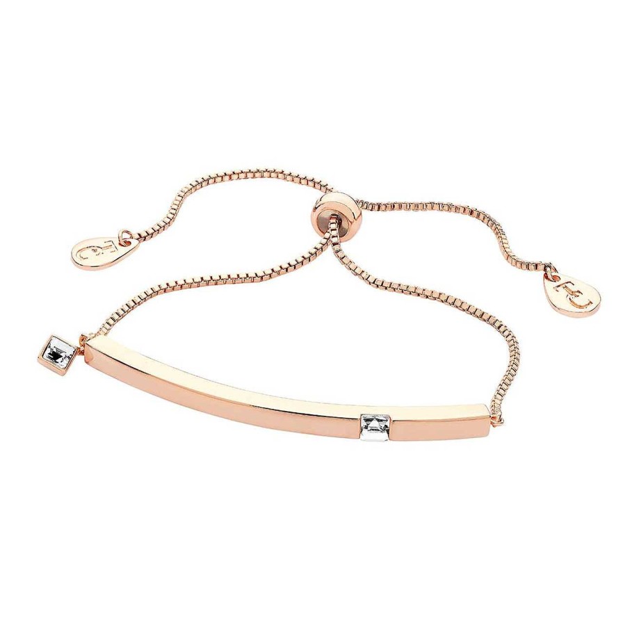 Jewellery Tipperary Crystal | April - Rose Gold Bar Birthstone Bracelet - Clear Crystal