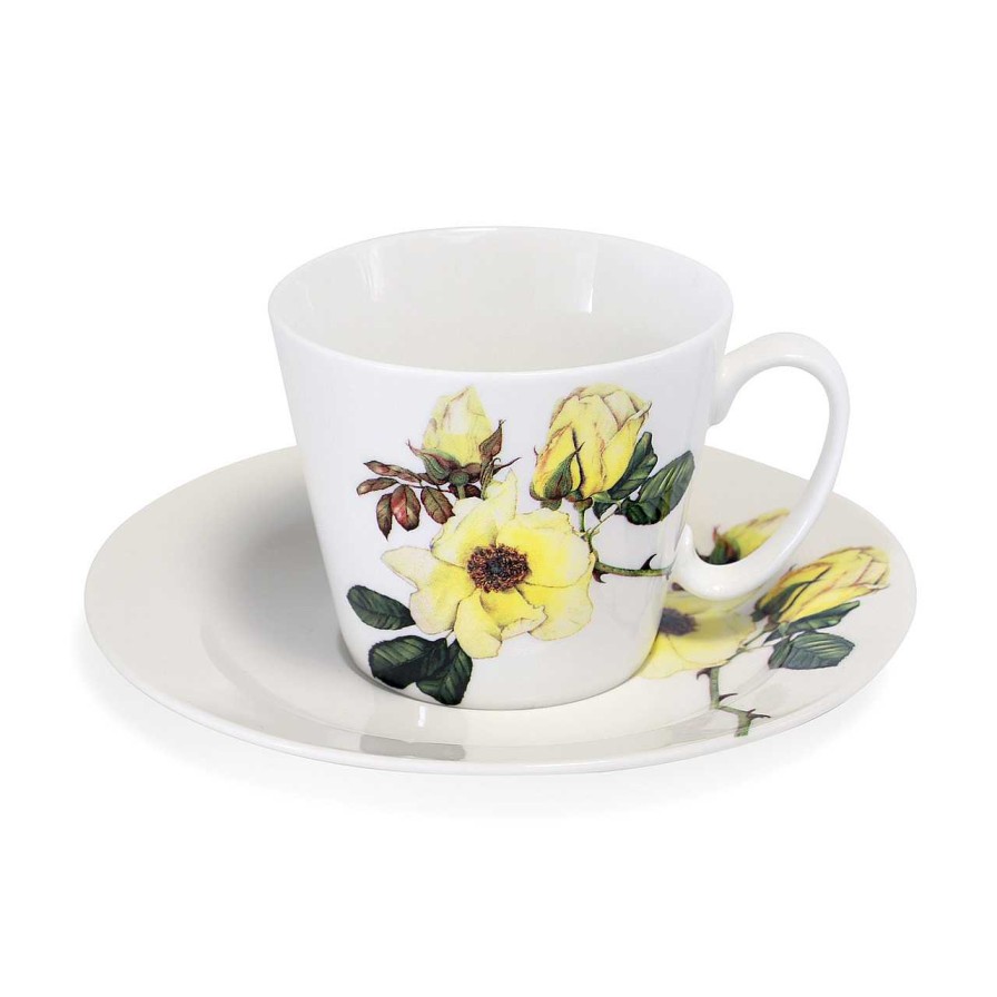 Homeware Tipperary Crystal Mugs | Botanical Studio Set Of 2 Cups & Saucers Rose & Iris