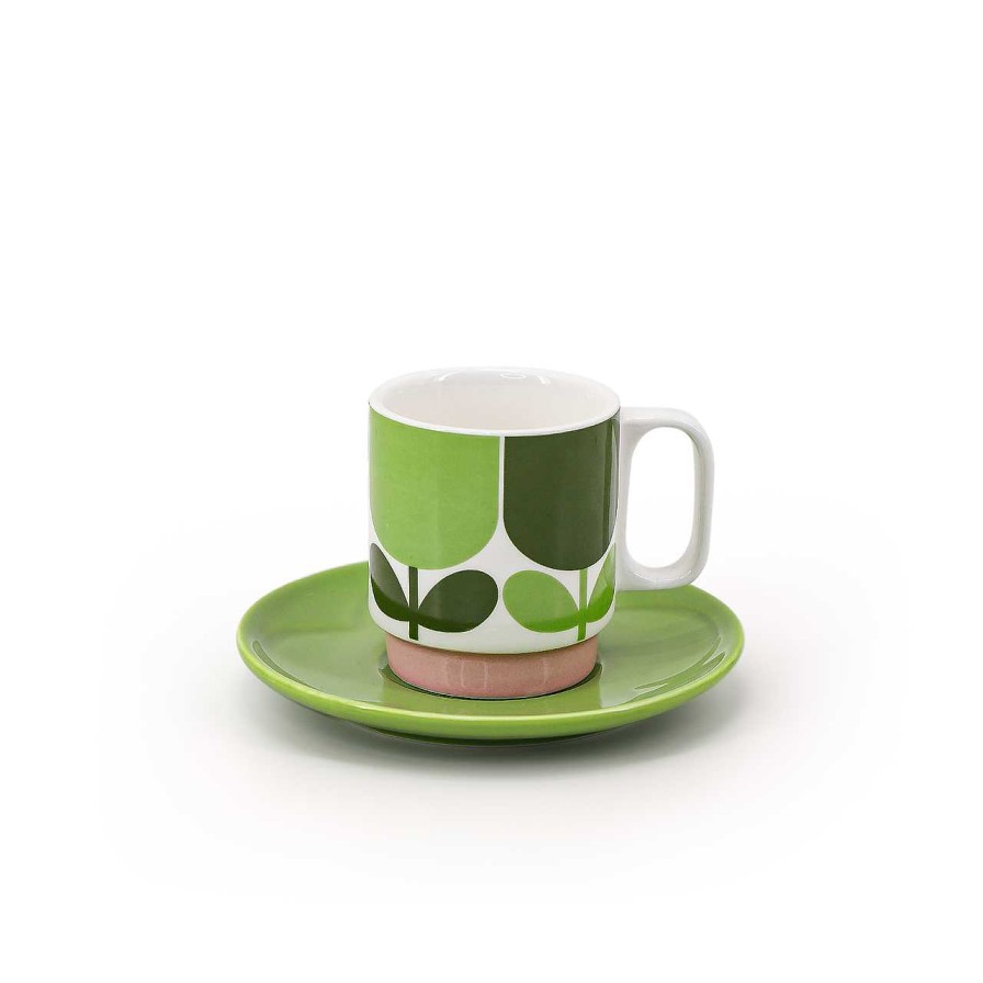 Homeware Orla Kiely Cups | Orla Kiely Set 2 Espresso Cup & Saucer - Block Flower