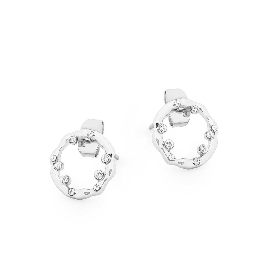 Jewellery Tipperary Crystal | Tc Circle Inset With Crystal Earrings Silver