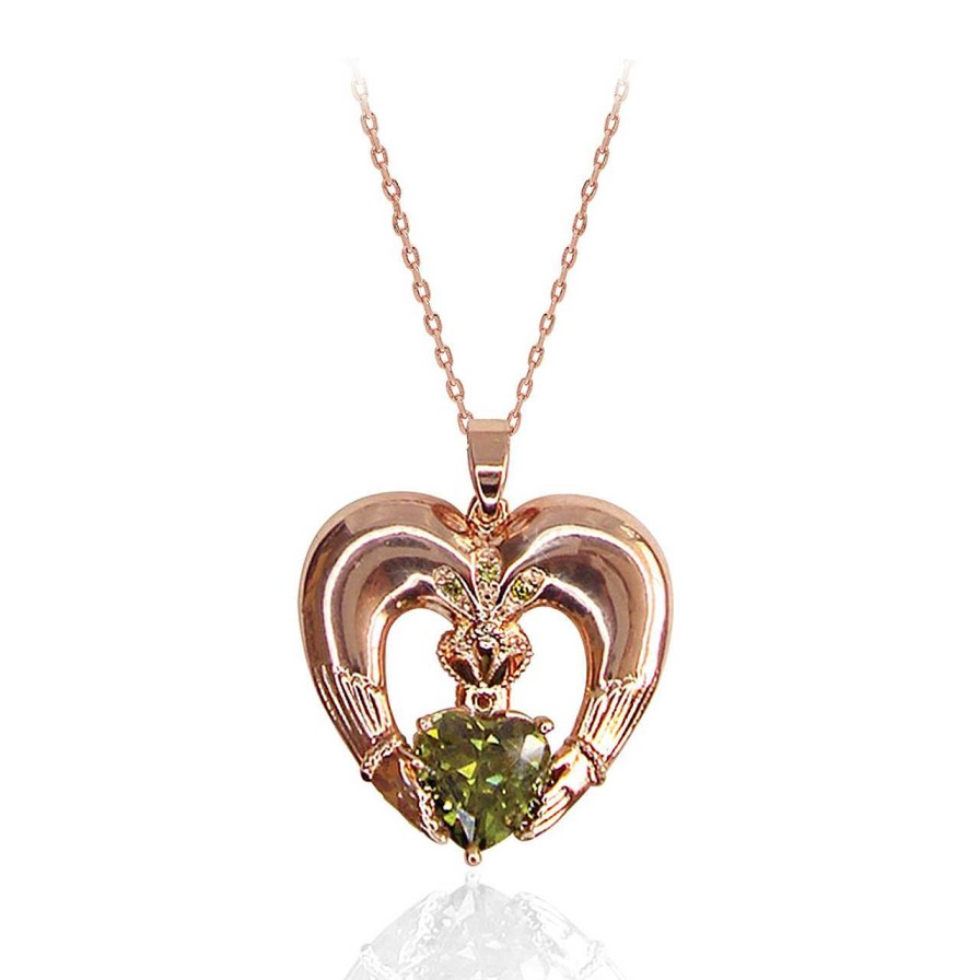 Jewellery Tipperary Crystal | Maureen O'Hara Rose Gold Claddagh Pendant