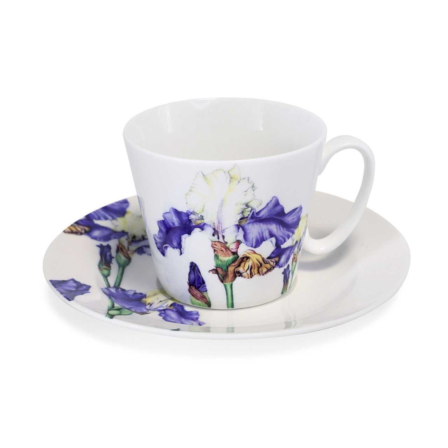 Homeware Tipperary Crystal Mugs | Botanical Studio Set Of 2 Cups & Saucers Rose & Iris