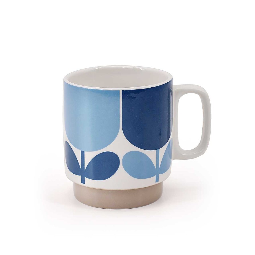 Homeware Orla Kiely Mugs | Orla Kiely Set 2 Mugs - Block Flower Navy/ Bark