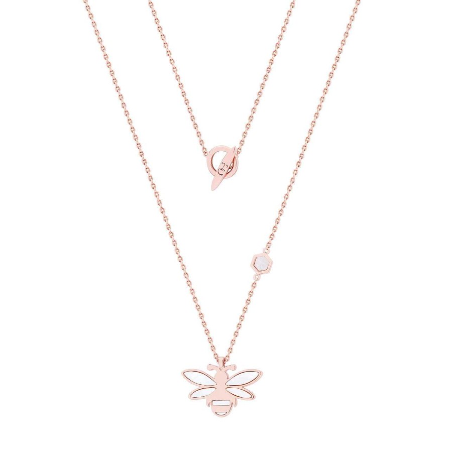 Jewellery Bees | Bee Rose Gold Mother Of Pearl Cut Out Pendant