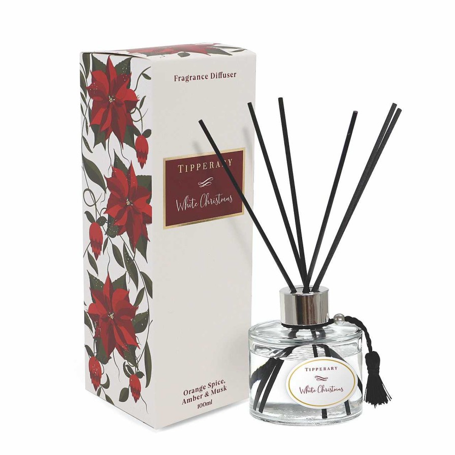 Homeware Tipperary Crystal Diffusers | Poinsettia Diffuser - White Christmas