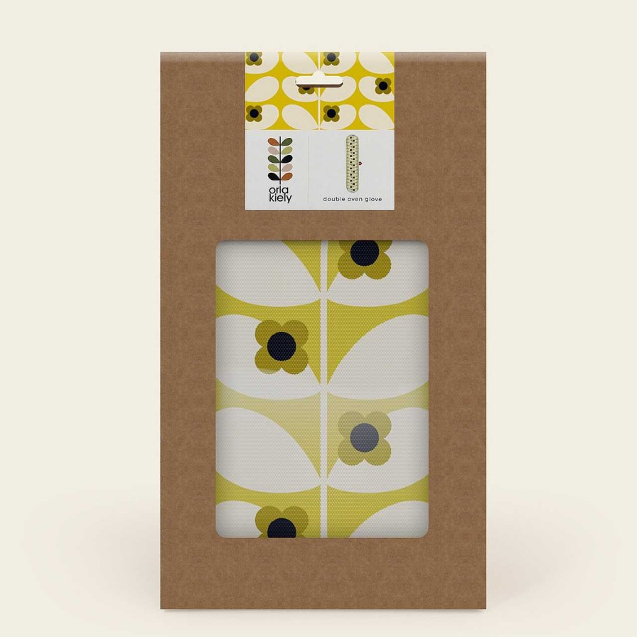 Homeware Orla Kiely Tea Towels | Orla Kiely Double Oven Glove - Wild Rose Stem (Ochre)