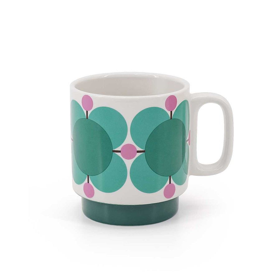 Homeware Orla Kiely Mugs | Orla Kiely Set 2 Mugs - Atomic Flower Jewel/ Latte