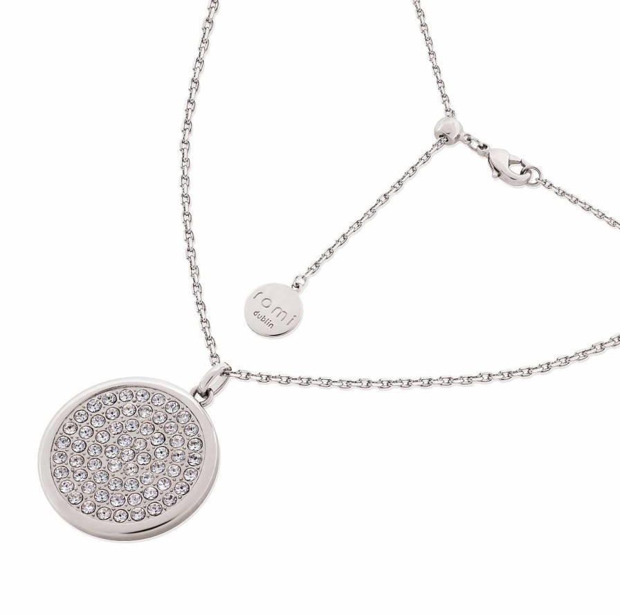 Jewellery Romi Dublin | Romi Silver Pave Disc Pendant