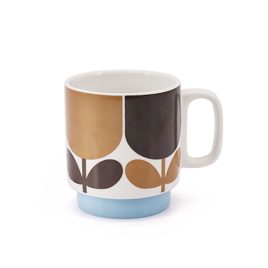 Homeware Orla Kiely Mugs | Orla Kiely Set 2 Mugs - Block Flower Navy/ Bark