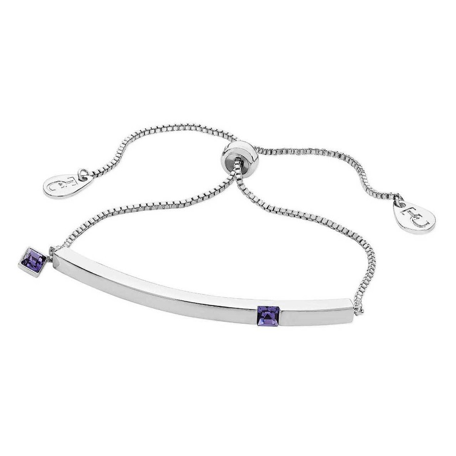 Jewellery Tipperary Crystal | December - Silver Bar Birthstone Bracelet - Tanzanite Crystal