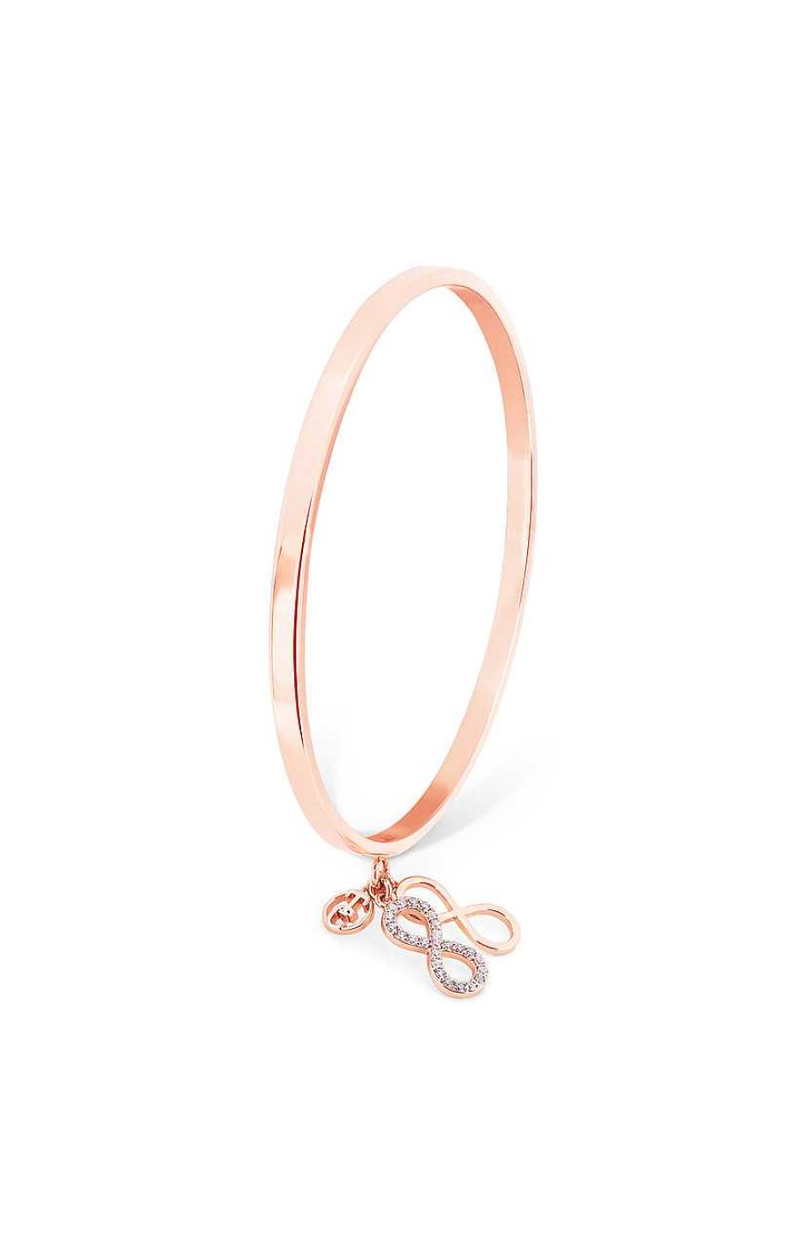 Jewellery Tipperary Crystal | Infinity Bangle With Charms - Rose Gold