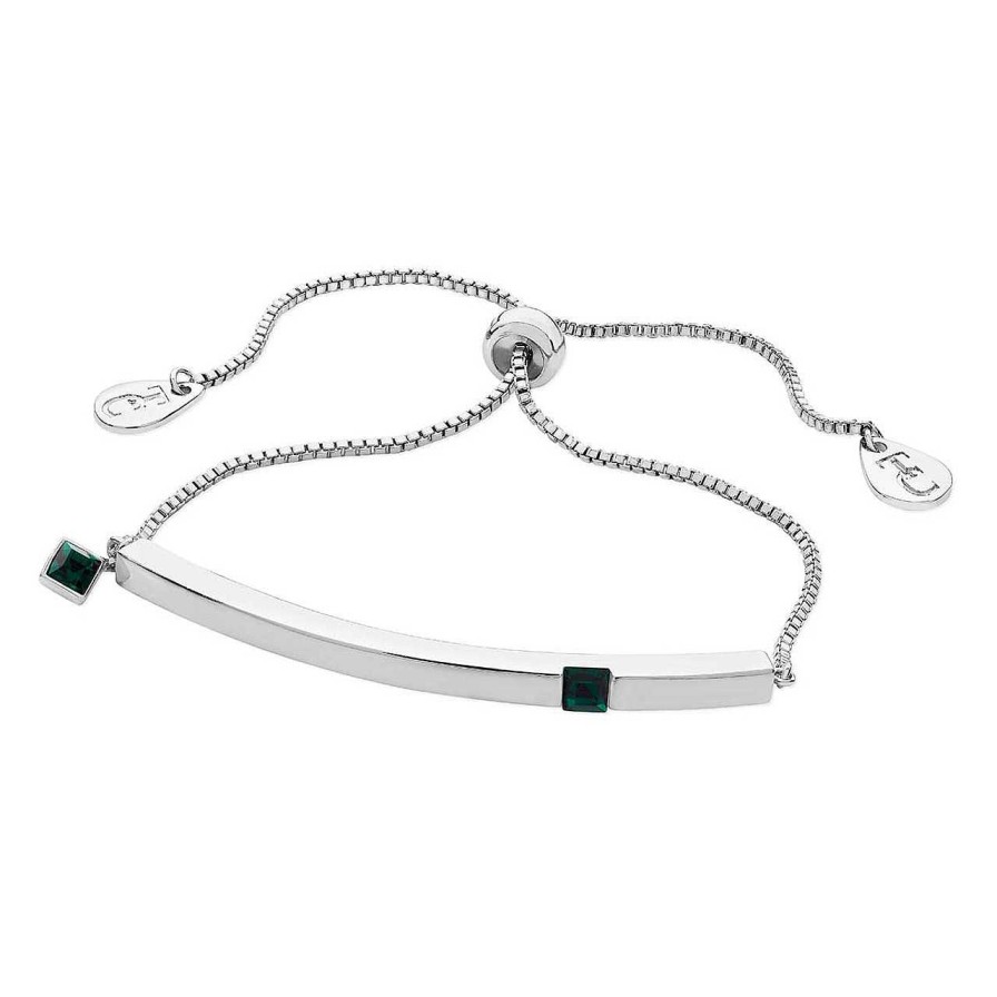 Jewellery Tipperary Crystal | May - Silver Bar Birthstone Bracelet - Emerald Crystal