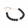 Jewellery Tipperary Crystal | Moon Black Beads Bolo Slider Bracelet - Rose Gold