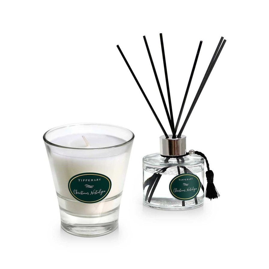 Homeware Tipperary Crystal Diffusers | Poinsettia Candle & Diffuser Set - Christmas Nostalgia