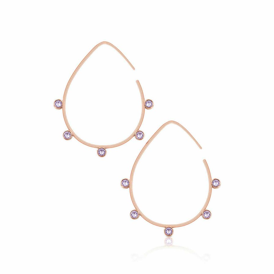 Jewellery Romi Dublin | Romi Rose Gold Purple Stone Earrings