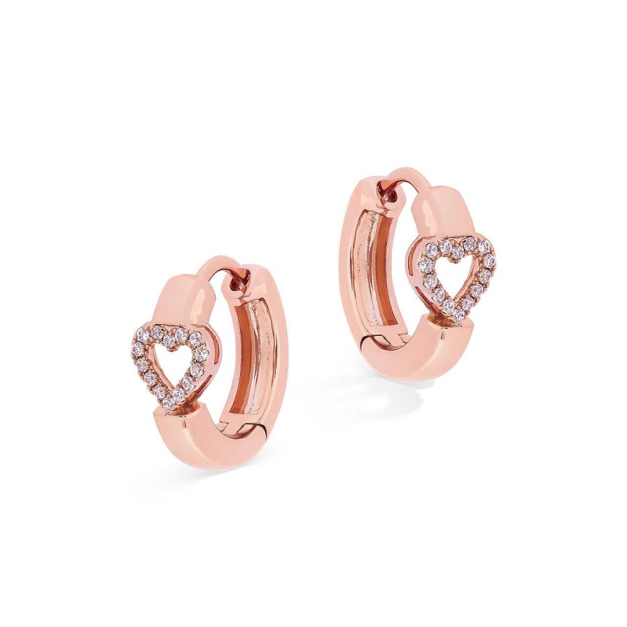 Jewellery Tipperary Crystal | Tc Love Heart Earrings Rose Gold