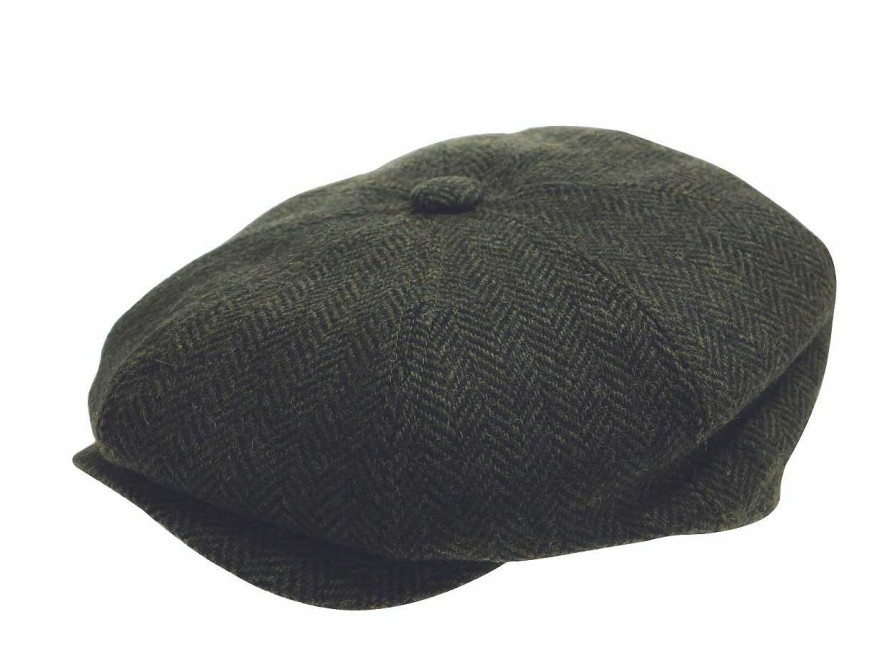 Handbags The Quiet Man Hats | Green Herringbone Wool Flat Cap 62Cm