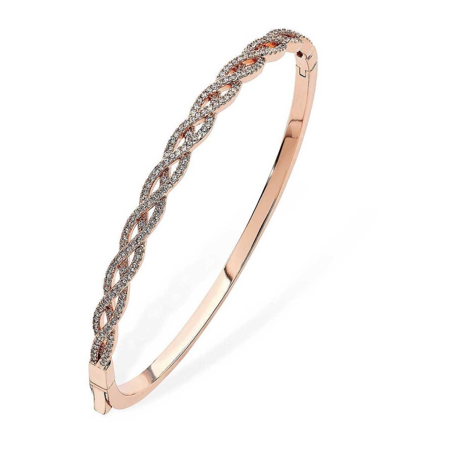 Jewellery Tipperary Crystal | Pave Wave Bangle Rose Gold