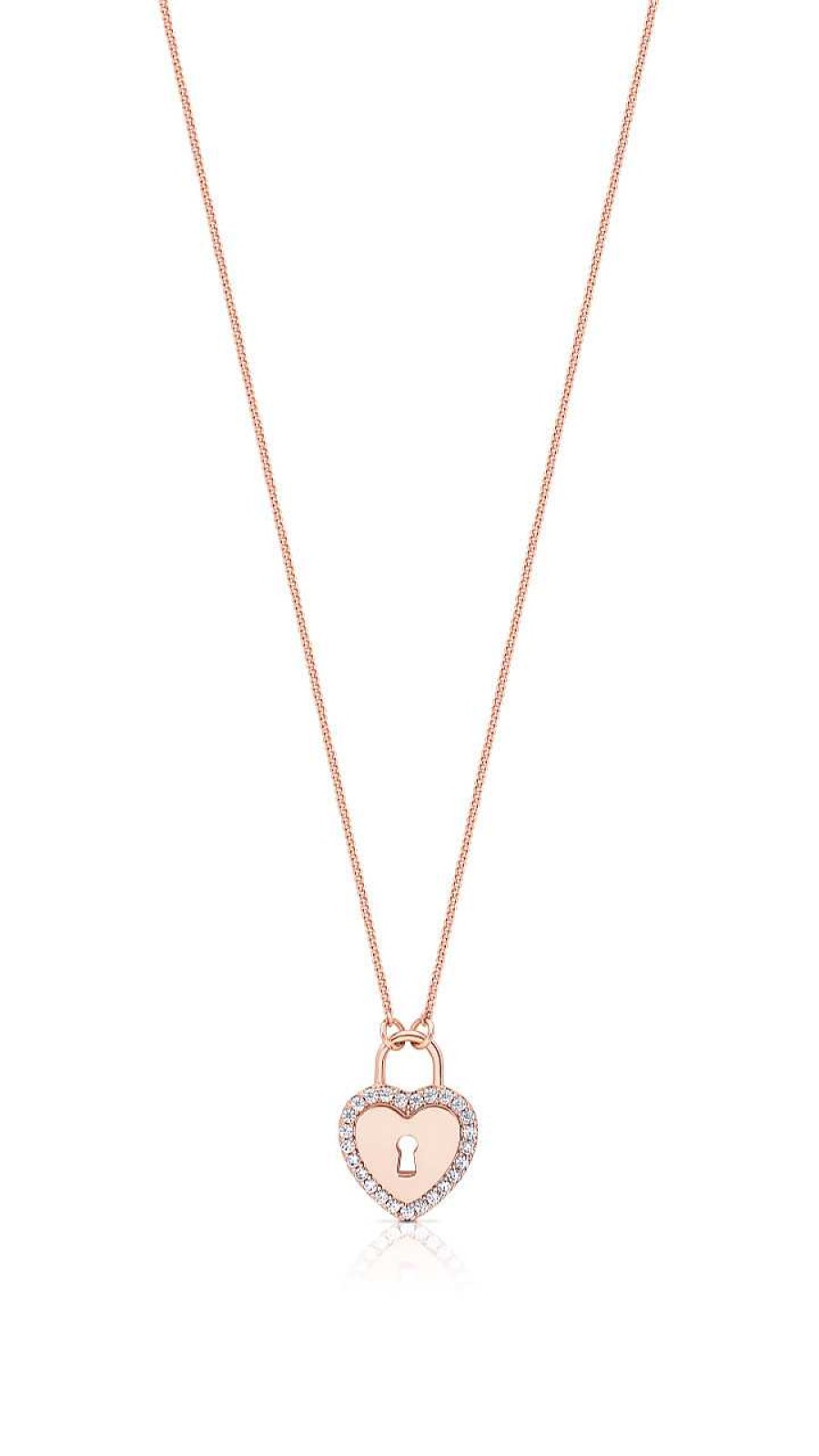 Jewellery Romi Dublin | Romi Rose Gold Padlock Pave Heart Pendant