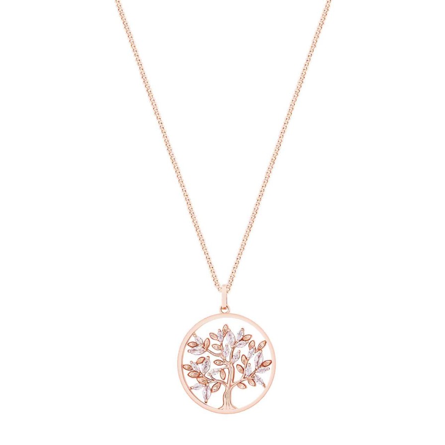 Jewellery Tipperary Crystal | Tree Of Life Circle W/Clear Marquise Cz Rg Pendant - New 2023