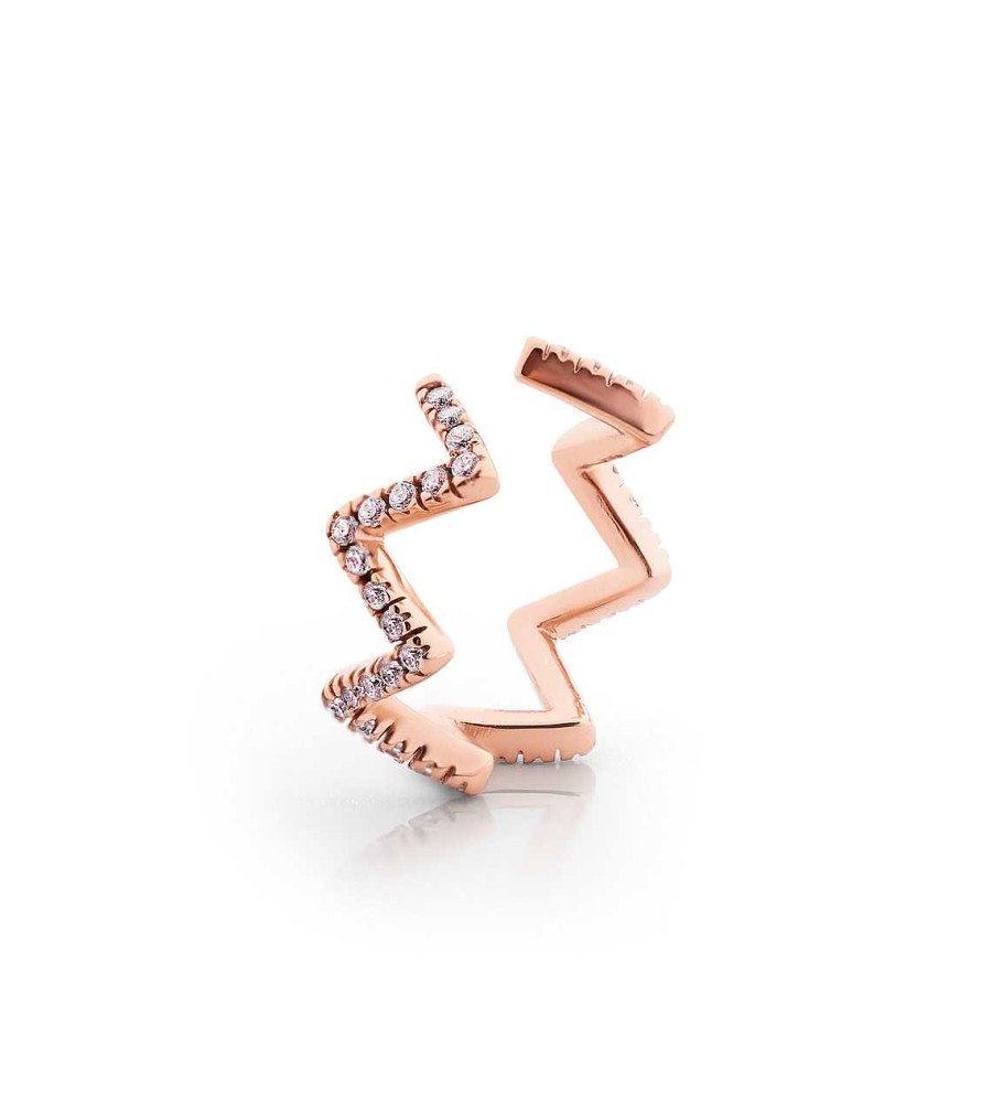 Jewellery Romi Dublin | Romi Rose Gold Angled Double & Zig Zag Cuff Earrings Set