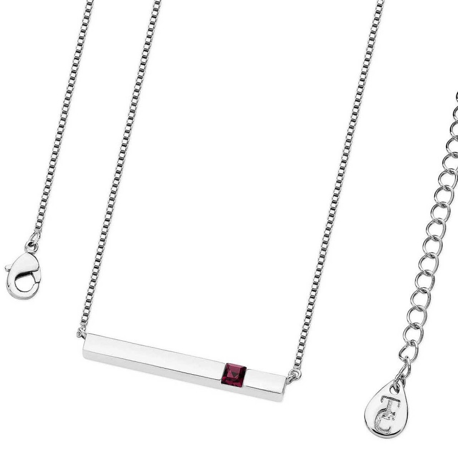 Jewellery Tipperary Crystal | February - Silver Bar Birthstone Pendant - Amethyst Crystal