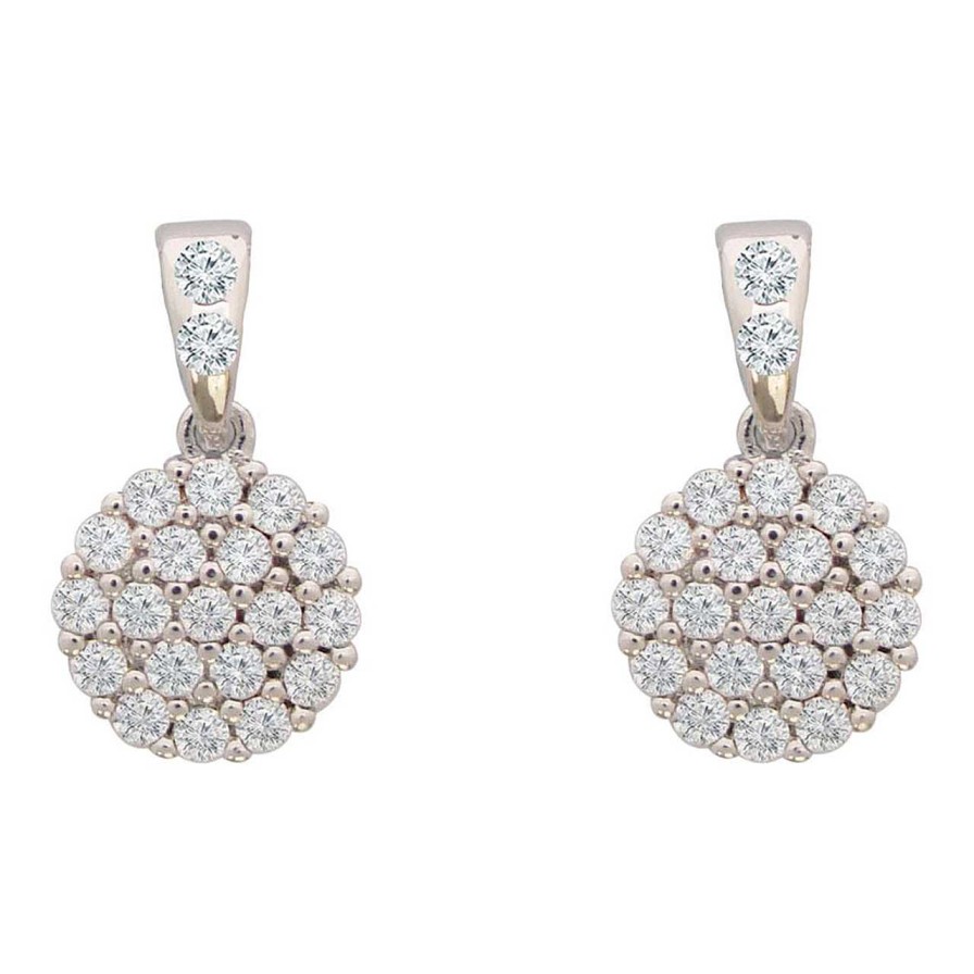 Jewellery Tipperary Crystal | White Simple Cz Disc Drop Earrings