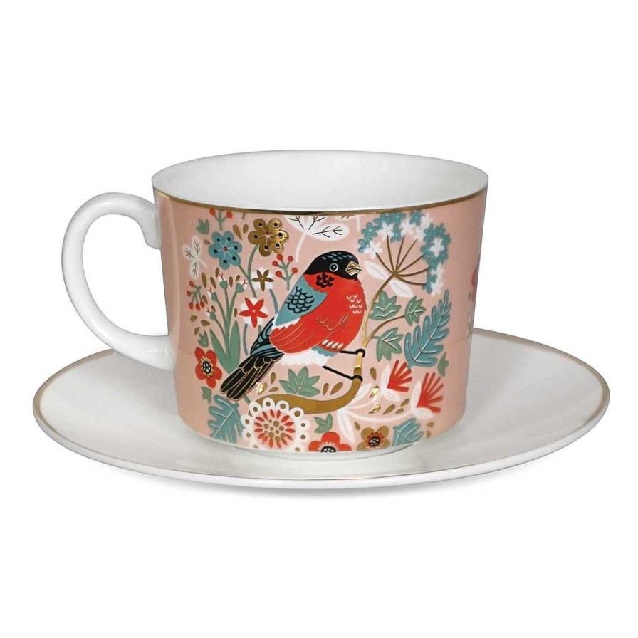 Homeware Birdy Mugs | Tipperary Birdy Set Of 2 Bullfinch & Goldfinch Cappuccino Cups