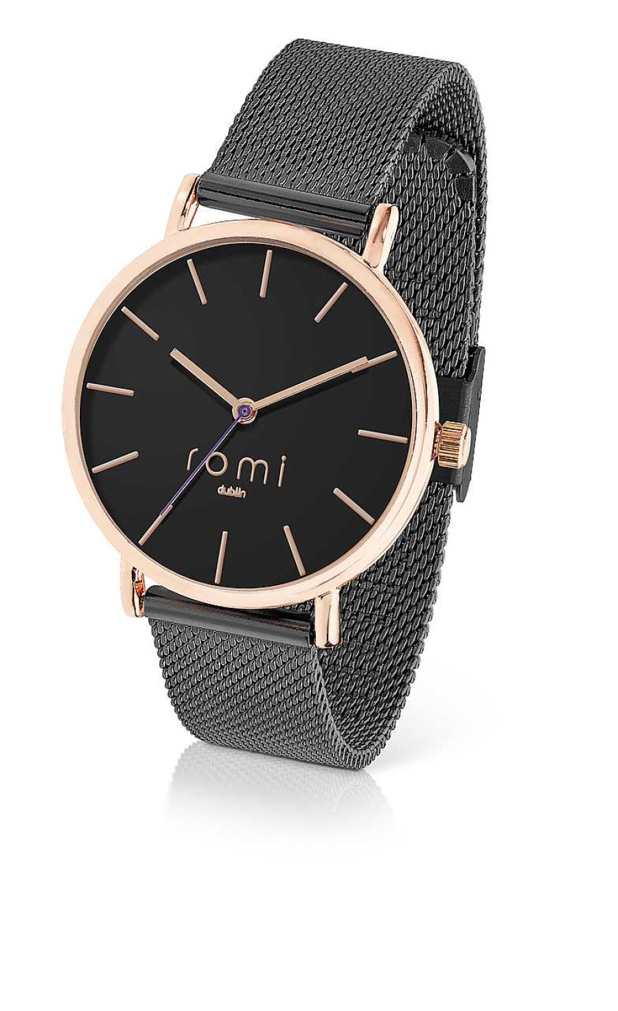 Jewellery Romi Dublin | Romi Watch Black Face Black Mesh Strap