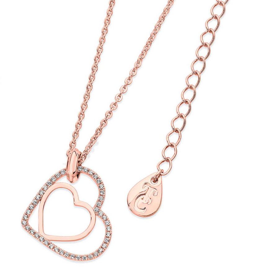 Jewellery Tipperary Crystal | Floating Heart Pendant Rose Gold