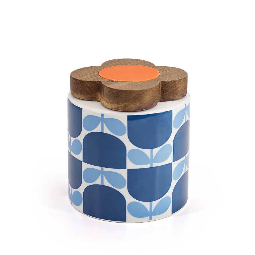 Homeware Orla Kiely Crystal | Orla Kiely 1.1L Storage Jar - Block Flower Navy