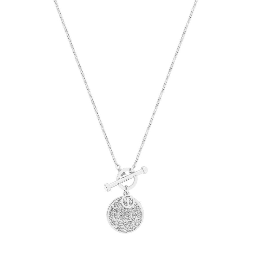 Jewellery Tipperary Crystal | T-Bar Pendant Silver Pave Set Circle - New Autumn 2023