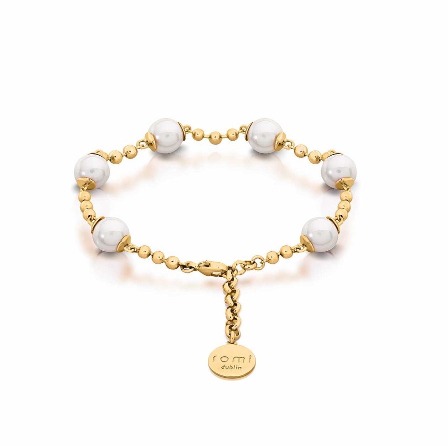 Jewellery Romi Dublin | Romi Gold Pearl & Chain Bracelet