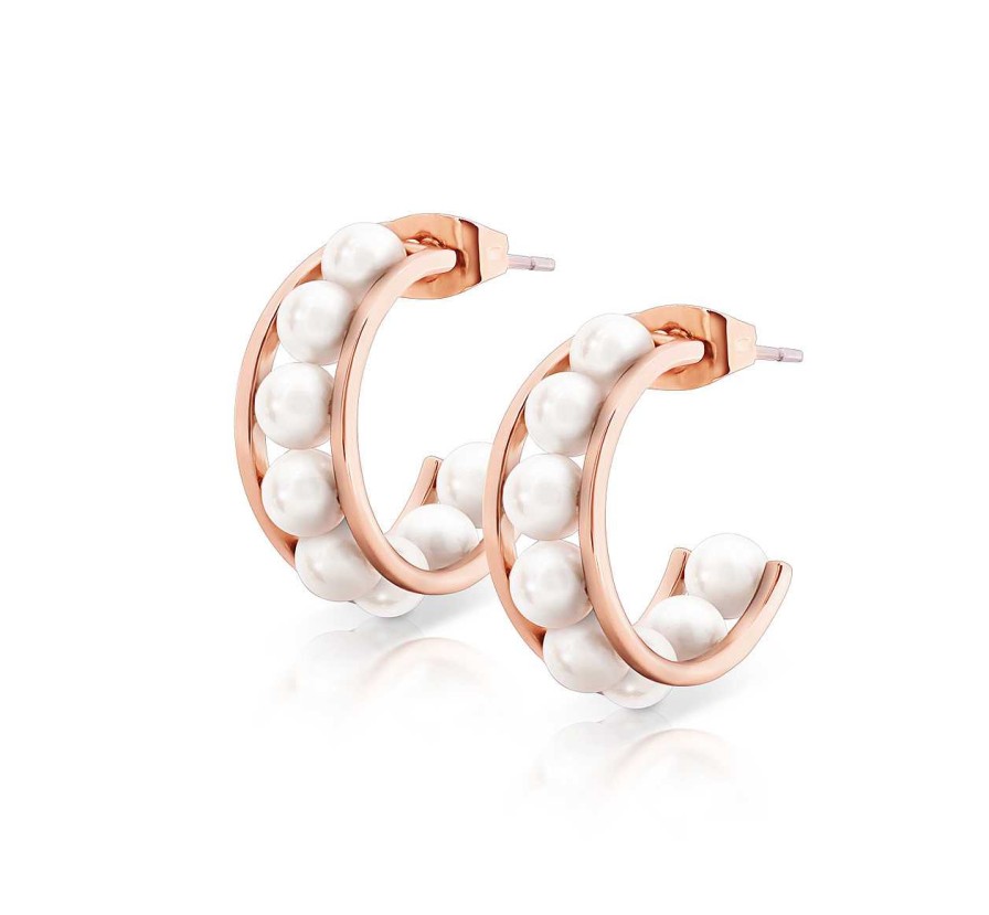 Jewellery Romi Dublin | Romi Rose Gold Pearls Inset Earrings