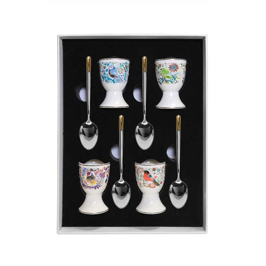 Homeware Birdy Mugs | Birdy Set Of Four Egg Cups And Spoons