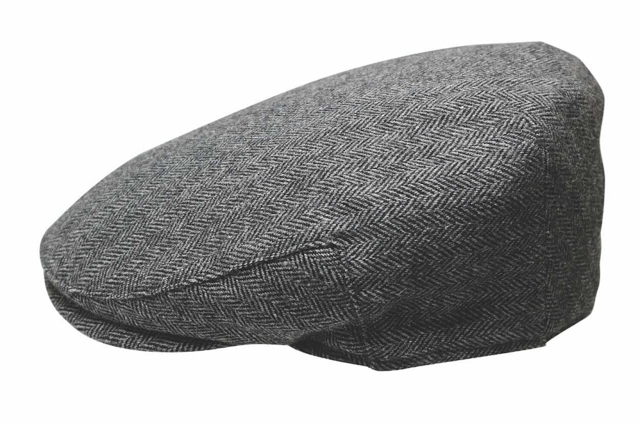 Handbags The Quiet Man | Grey Herringbone Wool Flat Cap 62Cm